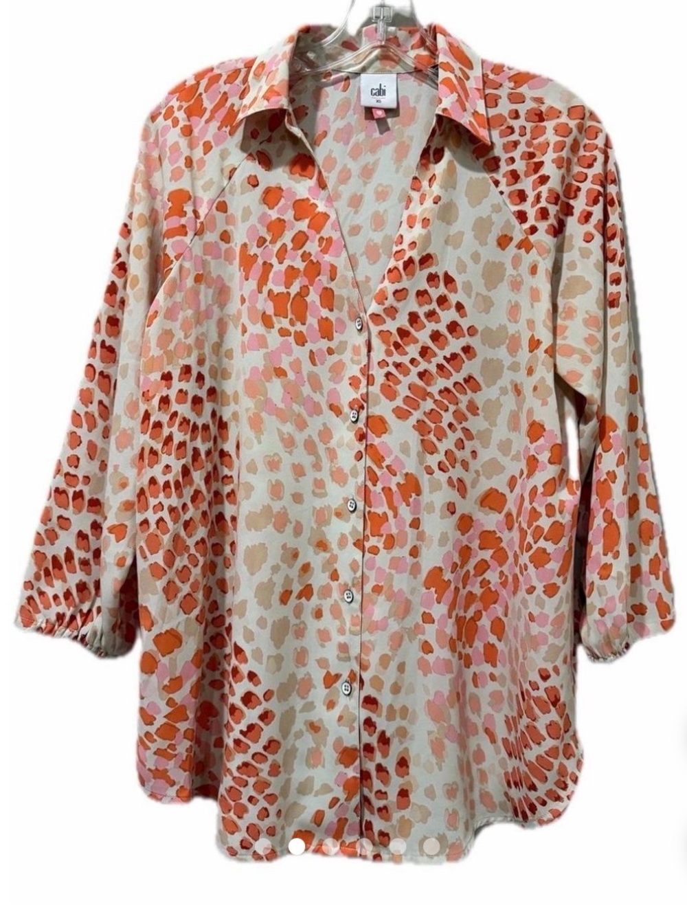CAbi Cream, Coral & Pink Leopard Spot Abstract Print Button-Down Shirt